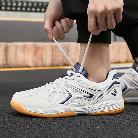 Pull back sports sneakers low top thick bottom non-slip table tennis shoes breathable mesh shoes men and women couple shoes shock-absorbing floor table tennis shoes suitable for indoor and outdoor 103HC white/dark blue 39/standard size Pull back sports sneakers low top thick bottom non-slip table tennis shoes breathable mesh shoes men and women couple shoes shock-absorbing floor table tennis shoes suitable for indoor and outdoor 103HC white/dark blue 39/standard size