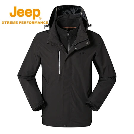 Jeep Men's Jacket Fleece Two-piece Outdoor Jacket Men's Three-in-One Couple Models Windproof Waterproof Warm Cold-proof Clothes Mountaineering Jacket Men's Brand Black M Jeep Men's Jacket Fleece Two-piece Outdoor Jacket Men's Three-in-One Couple Models Windproof Waterproof Warm Cold-proof Clothes Mountaineering Jacket Men's Brand Black M