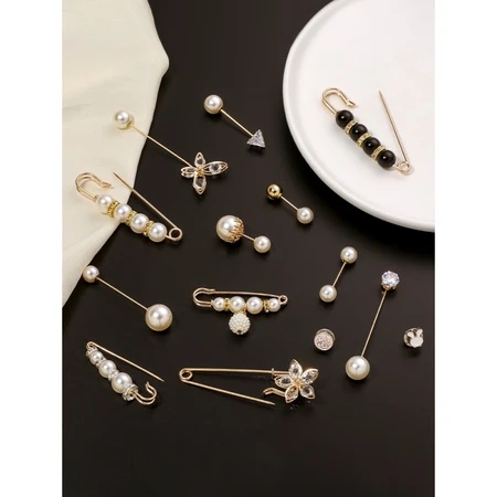 Beautiful princess anti-light buckle imitation pearl brooch female cardigan collar pin jeans waist waist artifact fixed clothes waist buckle clip 3# package 3 Beautiful princess anti-light buckle imitation pearl brooch female cardigan collar pin jeans waist waist artifact fixed clothes waist buckle clip 3# package 3