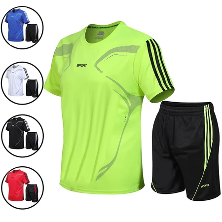 Sports suit men's new fashion all-match casual suit men's fitness quick-drying underwear male student basketball uniform thin section breathable running sportswear outdoor two-piece suit sportswear large size men's clothing green L Sports suit men's new fashion all-match casual suit men's fitness quick-drying underwear male student basketball uniform thin section breathable running sportswear outdoor two-piece suit sportswear large size men's clothing green L