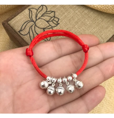 Jingying 990 silver jewelry baby baby child bell bracelet anklet natal year red rope full moon birthday gift three bells 1 note age Jingying 990 silver jewelry baby baby child bell bracelet anklet natal year red rope full moon birthday gift three bells 1 note age