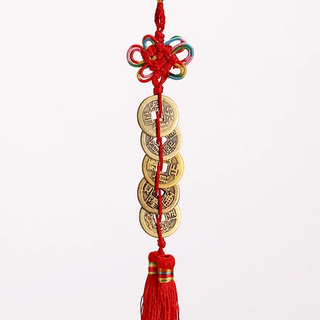 Starlight edge copper five emperors money pendant color Chinese knot copper money decoration living room porch car study balcony door to door decoration Starlight edge copper five emperors money pendant color Chinese knot copper money decoration living room porch car study balcony door to door decoration