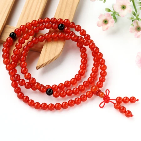 Shiyue jewelry 6mm red agate hand string Buddha beads 108 multi-circle long bracelet crystal agate women's models Shiyue jewelry 6mm red agate hand string Buddha beads 108 multi-circle long bracelet crystal agate women's models