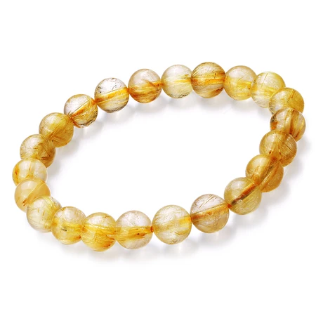 Shiyue Jewelry 9-10mm Golden Hair Crystal Bracelet Crystal Agate Couple Bracelet for Men and Women Shiyue Jewelry 9-10mm Golden Hair Crystal Bracelet Crystal Agate Couple Bracelet for Men and Women