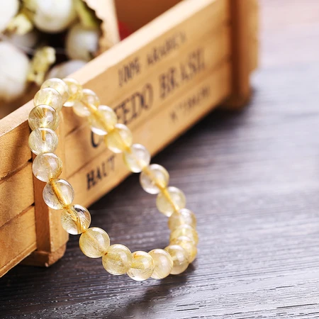 Shiyue Jewelry 9-10mm Golden Hair Crystal Bracelet Crystal Agate Couple Bracelet for Men and Women Shiyue Jewelry 9-10mm Golden Hair Crystal Bracelet Crystal Agate Couple Bracelet for Men and Women
