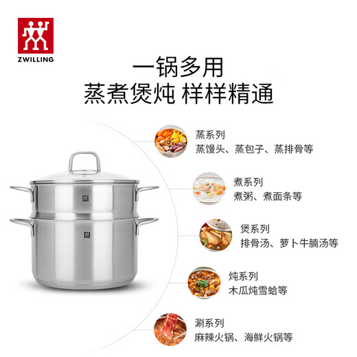 ZWILLING olla a vapor de acero inoxidable, olla para sopa, vaporera para pescado, bollos al vapor, olla para sopa, juego NovaPlus, 24cm ZWILLING olla a vapor de acero inoxidable, olla para sopa, vaporera para pescado, bollos al vapor, olla para sopa, juego NovaPlus, 24cm
