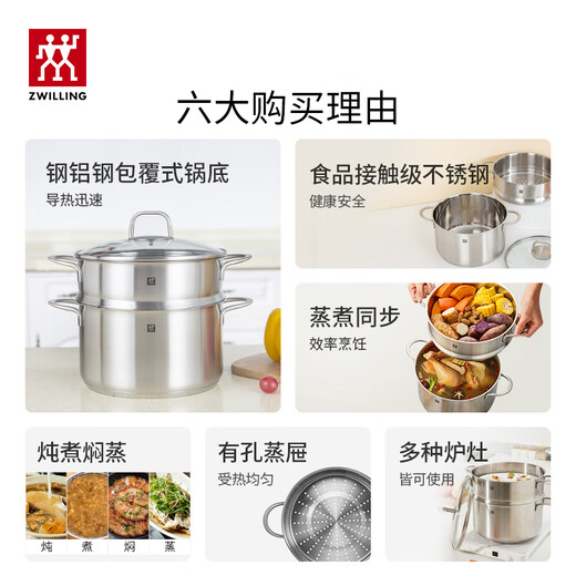 ZWILLING olla a vapor de acero inoxidable, olla para sopa, vaporera para pescado, bollos al vapor, olla para sopa, juego NovaPlus, 24cm ZWILLING olla a vapor de acero inoxidable, olla para sopa, vaporera para pescado, bollos al vapor, olla para sopa, juego NovaPlus, 24cm