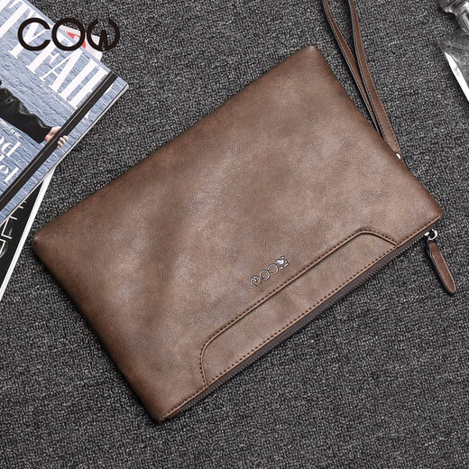 Sac à main pour hommes de vache française, sac d'enveloppe, sac de carte multifonction simple d'affaires, grande capacité, portefeuille masculin, embrayage, sac à main masculin C-9812, bronze Sac à main pour hommes de vache française, sac d'enveloppe, sac de carte multifonction simple d'affaires, grande capacité, portefeuille masculin, embrayage, sac à main masculin C-9812, bronze