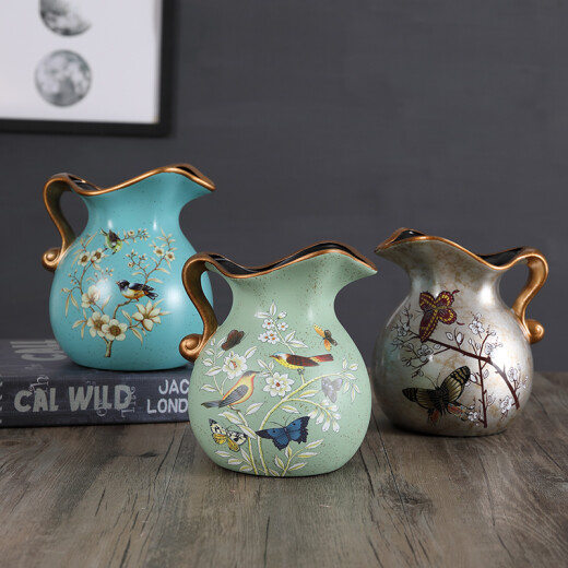 Tira European style retro ceramic vase ornaments, milk pot flower pot home model living room entrance decoration decoration 1047 blue warbler blossom Tira European style retro ceramic vase ornaments, milk pot flower pot home model living room entrance decoration decoration 1047 blue warbler blossom
