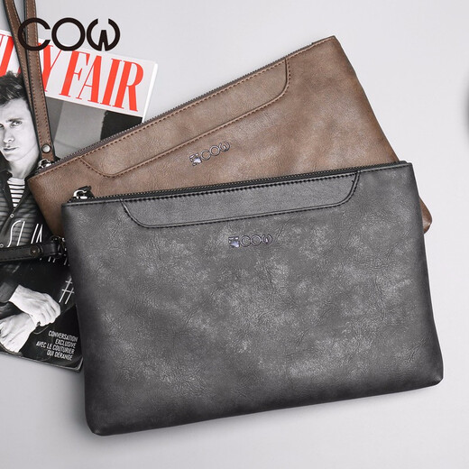 Sac à main pour hommes de vache française, sac d'enveloppe, sac de carte multifonction simple d'affaires, grande capacité, portefeuille masculin, embrayage, sac à main masculin C-9812, bronze Sac à main pour hommes de vache française, sac d'enveloppe, sac de carte multifonction simple d'affaires, grande capacité, portefeuille masculin, embrayage, sac à main masculin C-9812, bronze