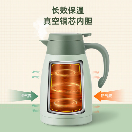 SUPOR termo de vacío para el hogar termo hervidor de gran capacidad botella de agua caliente 304 acero inoxidable 2.0L verde menta SUPOR termo de vacío para el hogar termo hervidor de gran capacidad botella de agua caliente 304 acero inoxidable 2.0L verde menta