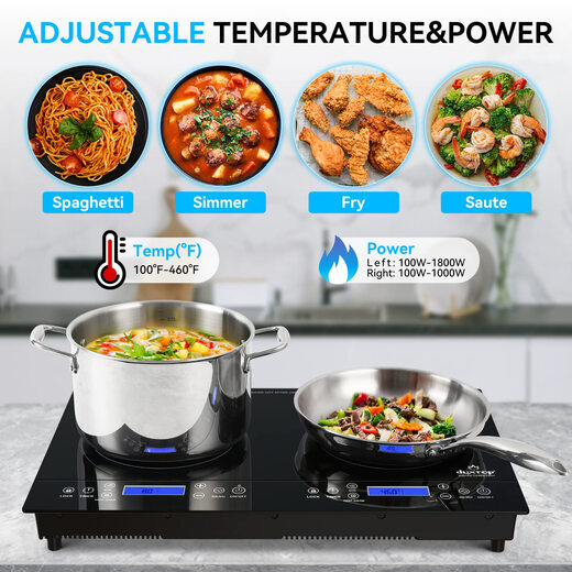 Duxtop LCD 1800W 便携式感应炉灶 2 燃烧器 内置台面 触摸控制 9720LCBI Duxtop LCD 1800W 便携式感应炉灶 2 燃烧器 内置台面 触摸控制 9720LCBI