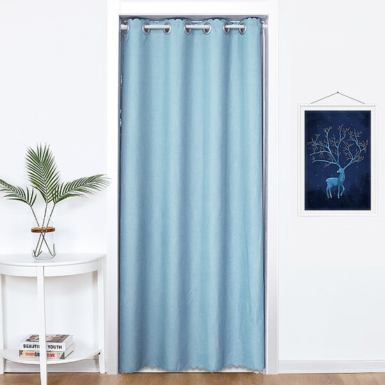 Di Yin DIYIN curtain cloth partition curtain air conditioning curtain Nordic bedroom living room curtains shading the dressing room curtain rod free punch to send sky blue curtain 150 * 200 Di Yin DIYIN curtain cloth partition curtain air conditioning curtain Nordic bedroom living room curtains shading the dressing room curtain rod free punch to send sky blue curtain 150 * 200