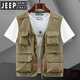 JEEP SPIRIT2023 New Summer Vest Men's Outdoor Lightweight Vest Women's Casual Loose Multi-Pocket Fishing Mesh Vest 8570 Khaki M JEEP SPIRIT2023 New Summer Vest Men's Outdoor Lightweight Vest Women's Casual Loose Multi-Pocket Fishing Mesh Vest 8570 Khaki M