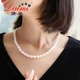 Demi jewelry 7-8mm43cm adjustable rice-shaped s925 silver buckle freshwater pearl necklace for elders and mothers birthday gift Demi jewelry 7-8mm43cm adjustable rice-shaped s925 silver buckle freshwater pearl necklace for elders and mothers birthday gift