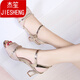 Medium with sandals female 2020 new fashion middle-aged mother thick with elegant summer golden fish mouth high heels wild black 38 Medium with sandals female 2020 new fashion middle-aged mother thick with elegant summer golden fish mouth high heels wild black 38