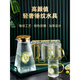 Light luxury hammered glass household water cup with handle living room family drinking water color cup teacup cup set 6 hammered glass handle + gold cup holder + green tray + square pot Light luxury hammered glass household water cup with handle living room family drinking water color cup teacup cup set 6 hammered glass handle + gold cup holder + green tray + square pot