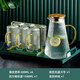 Light luxury hammered glass household water cup with handle living room family drinking water color cup teacup cup set 6 hammered glass handle + gold cup holder + green tray + square pot Light luxury hammered glass household water cup with handle living room family drinking water color cup teacup cup set 6 hammered glass handle + gold cup holder + green tray + square pot