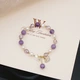 Tika Shiqi pink crystal amethyst bracelet crystal female freshwater pearl zircon 14K gold-packed adjustable elastic retro ins design sweet pink crystal bracelet JJ01450-21013 handmade products Tika Shiqi pink crystal amethyst bracelet crystal female freshwater pearl zircon 14K gold-packed adjustable elastic retro ins design sweet pink crystal bracelet JJ01450-21013 handmade products