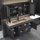 Olandon solid wood bathroom cabinet rock board integrated basin cabinet combination bathroom vanity wash basin modern minimalist bathroom cabinet set Yuwu blue smart mirror cabinet 90 rock board integrated basin Olandon solid wood bathroom cabinet rock board integrated basin cabinet combination bathroom vanity wash basin modern minimalist bathroom cabinet set Yuwu blue smart mirror cabinet 90 rock board integrated basin