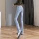 Yan Kou 2023 spring and summer dress micro flared jeans women's trousers high waist slimming all-match drape mopping pants elastic women's pants Yan Kou 2023 spring and summer dress micro flared jeans women's trousers high waist slimming all-match drape mopping pants elastic women's pants