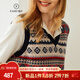 Pash V-neck cashmere waistcoat women's 100% cashmere sweater for fall/winter new style hedging retro jacquard vest JF-80 color One size Pash V-neck cashmere waistcoat women's 100% cashmere sweater for fall/winter new style hedging retro jacquard vest JF-80 color One size