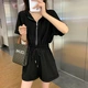Light eyes support domestic products small casual sports one-piece wide-leg shorts suit women's summer new net red foreign style fried street jumpsuit gray M Light eyes support domestic products small casual sports one-piece wide-leg shorts suit women's summer new net red foreign style fried street jumpsuit gray M