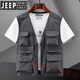 JEEP SPIRIT2023 New Summer Vest Men's Outdoor Lightweight Vest Women's Casual Loose Multi-Pocket Fishing Mesh Vest 8570 Khaki M JEEP SPIRIT2023 New Summer Vest Men's Outdoor Lightweight Vest Women's Casual Loose Multi-Pocket Fishing Mesh Vest 8570 Khaki M