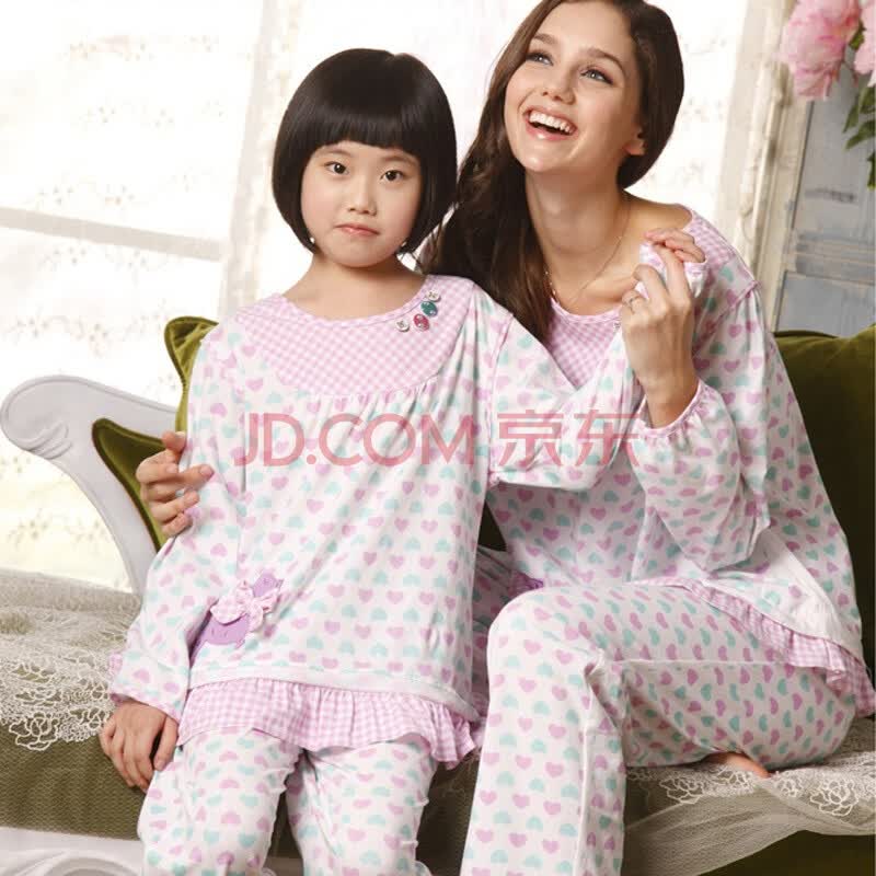 亲子<em>睡衣</em>长袖<em>纯棉</em>针织母<em>女装</em>