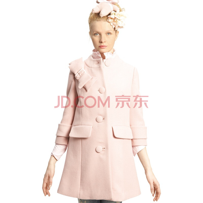 淑女屋<em>秋装</em>新款<em>女长款</em>修身粉色呢褛<em>外套</em>ffajjd8