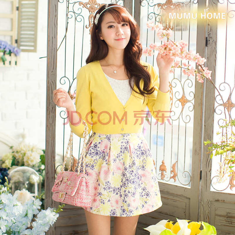 MUMUHOME夏装 薄款v领修身<em>短款针织衫开衫</em>