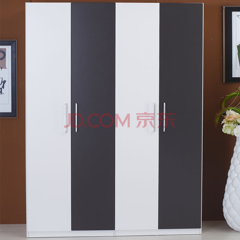 法比奥q家具 衣柜 现代简约衣柜 2门4门6门8门木质衣柜 开门衣橱 灰白