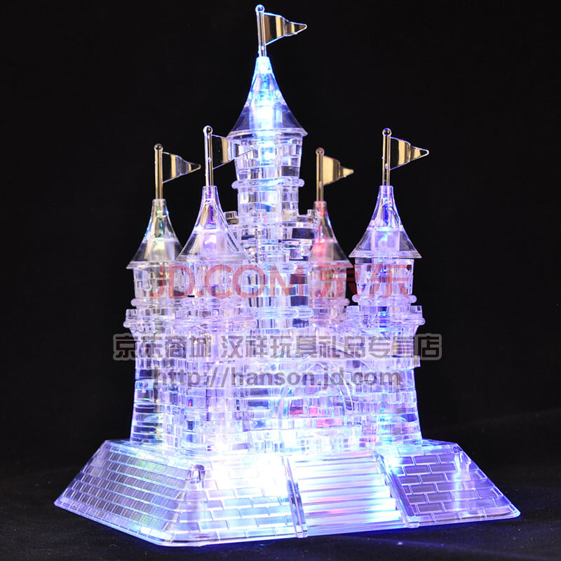 3d立体水晶拼图闪光音乐城堡105块拼装模型带灯光