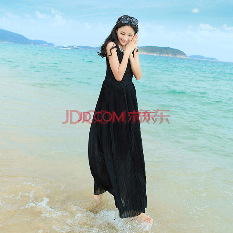 2013新款秋装新品雪纺钉钻连衣裙波西米亚长裙沙滩裙 DSD129-2`312# 黑色 S图片\/大图欣赏 - 智购网网购大全