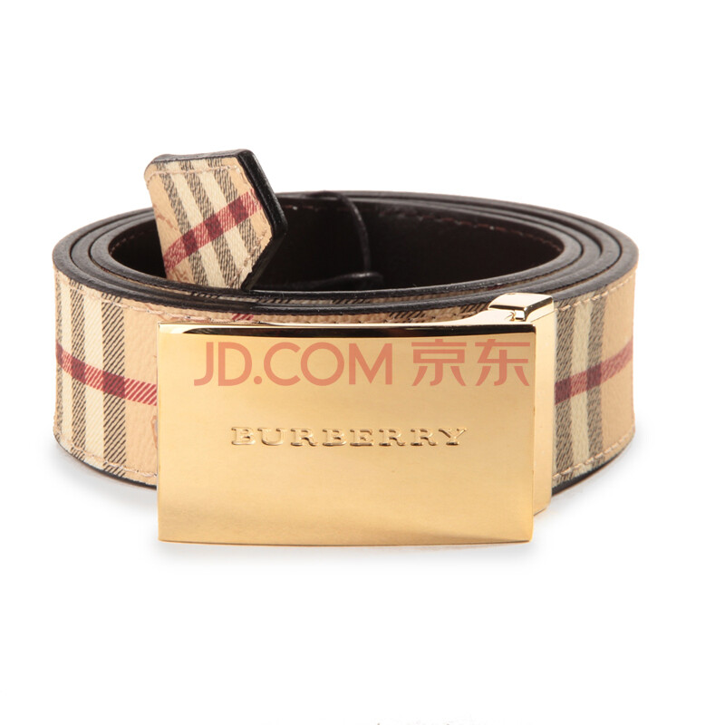 burberry 巴宝莉 男士米色格纹pvc配皮板扣腰带 3742237 100cm zx