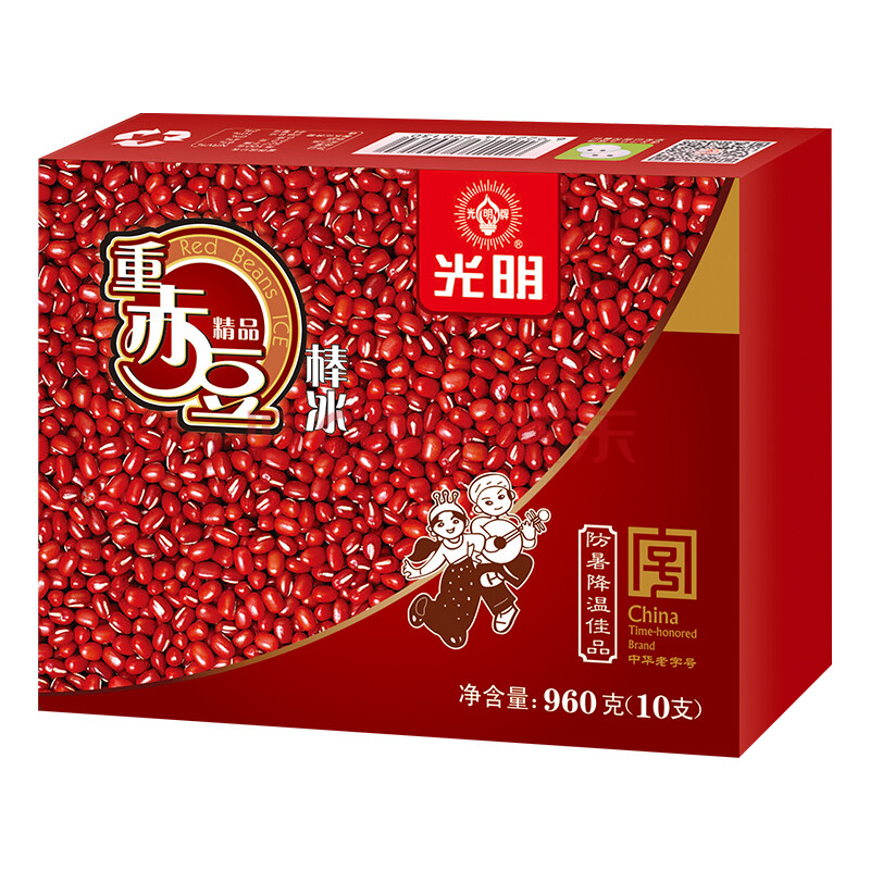 光明 精品重赤豆棒冰96g*10支 家庭装冰棍冰淇淋冰激凌雪糕