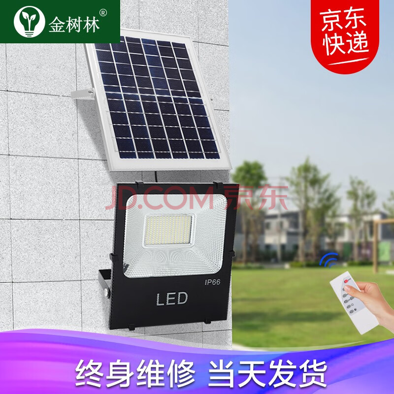 金树林 太阳能灯投光灯庭院灯一拖二路灯高亮led一拖一大功率新农村