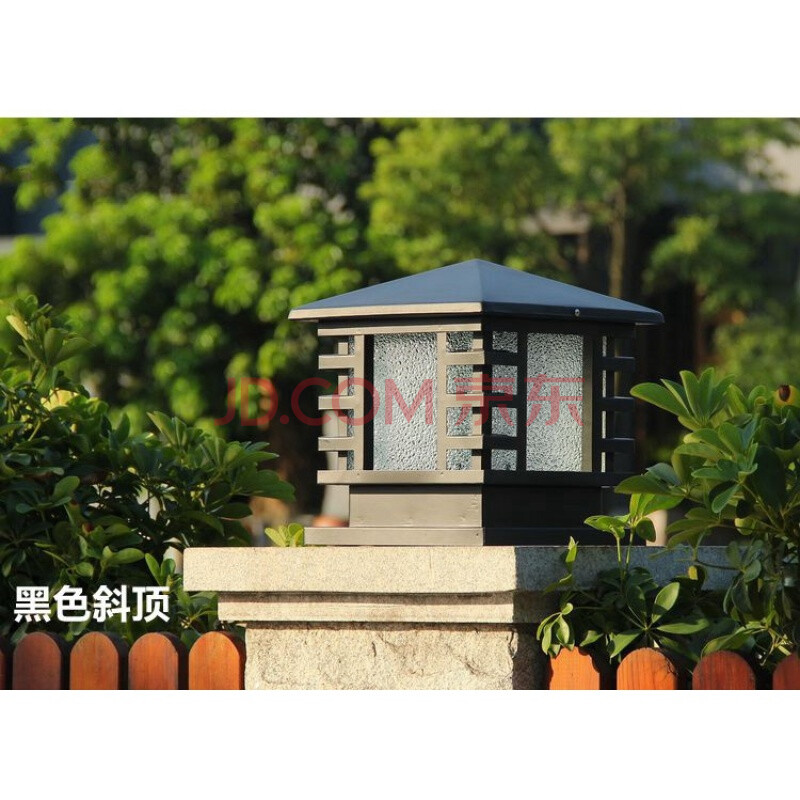 方形柱头灯太阳能门柱灯户外防水别墅大门灯花园围墙灯庭院景观灯 斜