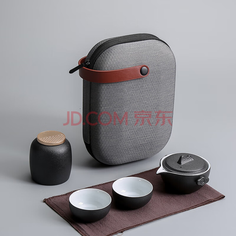 旅行茶具套装单人功夫茶便携包式快客杯一壶二三杯户外简茶壶 觅静黑