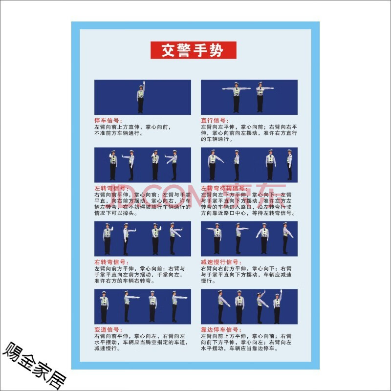 道路交通指示指路禁令标志标线知识宣传海报挂图展板墙贴 交通手势 28