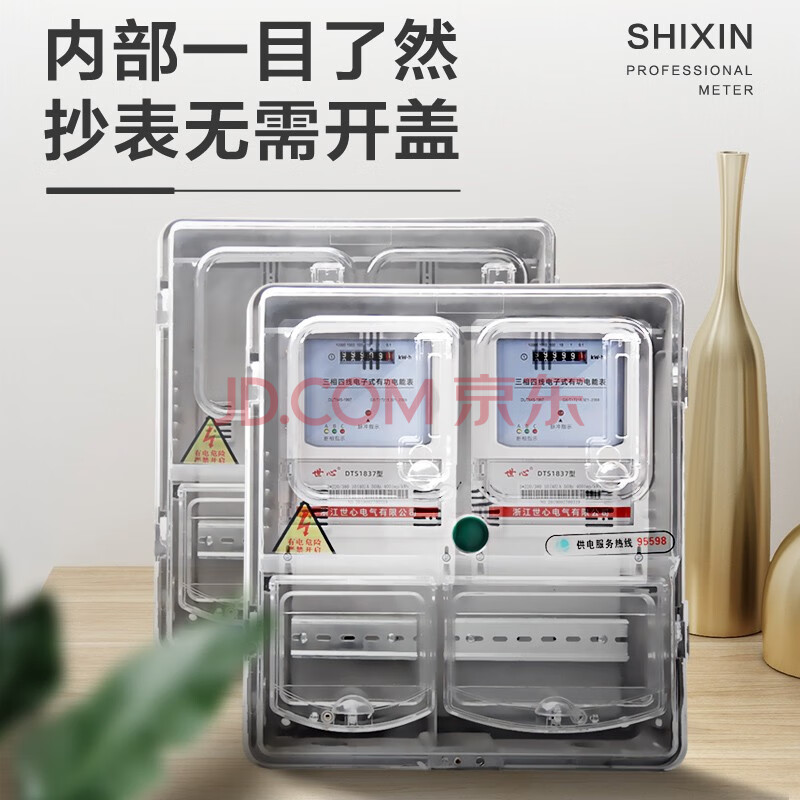 世心家用电表箱透明插卡三相电表箱防水防雨塑料单相电表箱盒户外明装