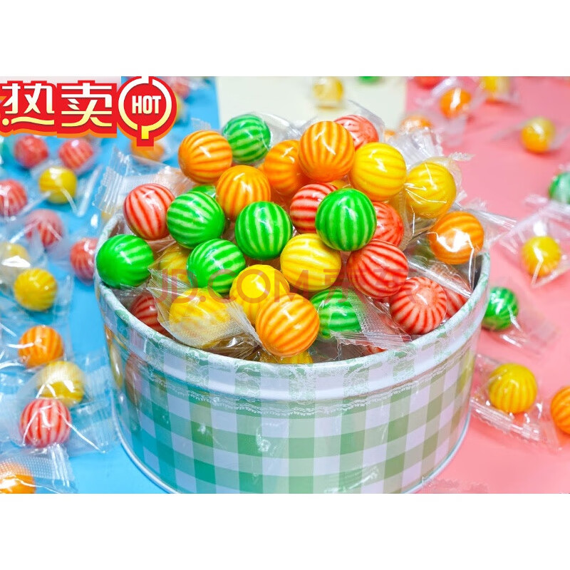 泡泡糖散装彩球西瓜形状小糖果口香糖经典怀旧童年零食糖果1000g约350