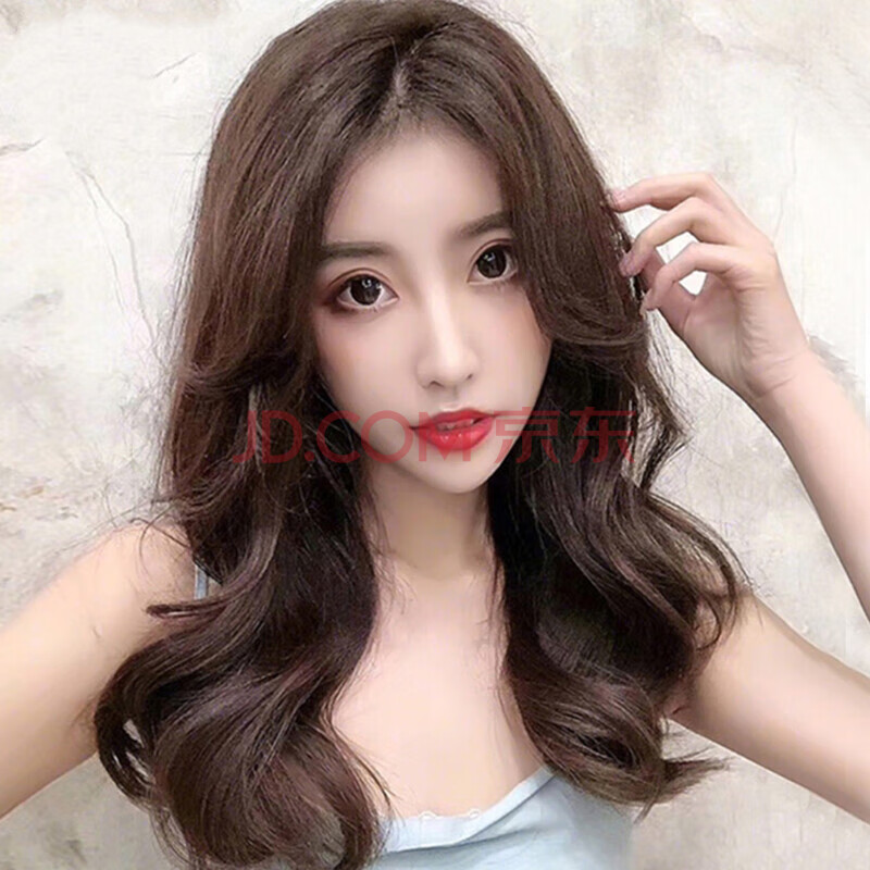 假发女长卷发网红中分修脸八字刘海大波浪中长款自然蓬松全真发套 全