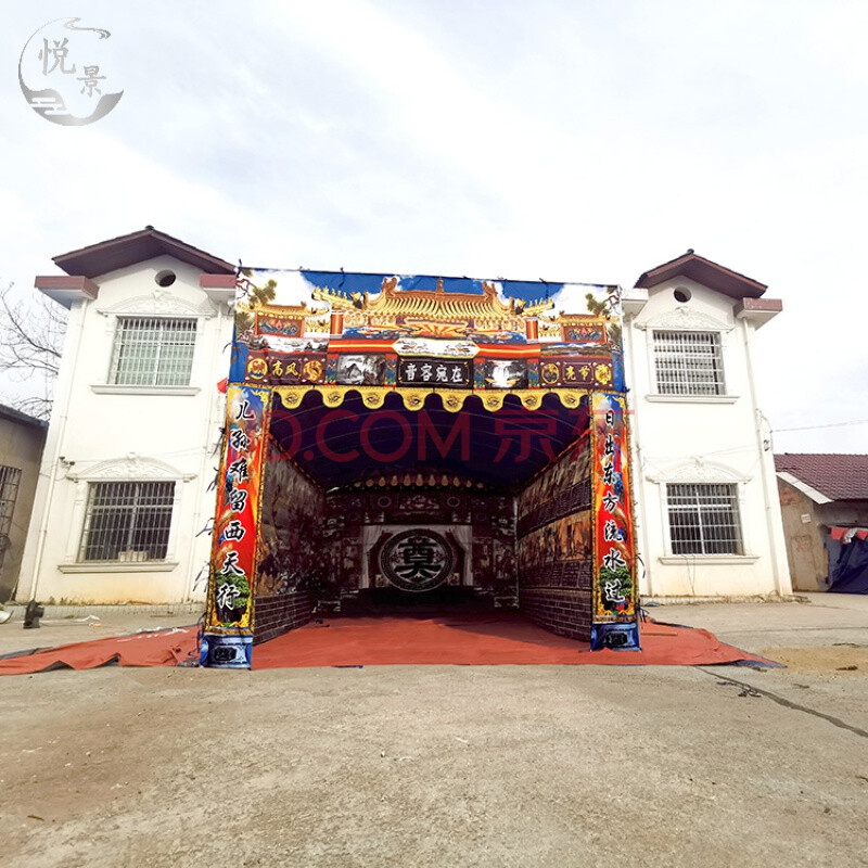 白事钢架灵棚灵堂布置丧事帐篷殡葬用品夜光电子铁架灵堂拱门充气 5米