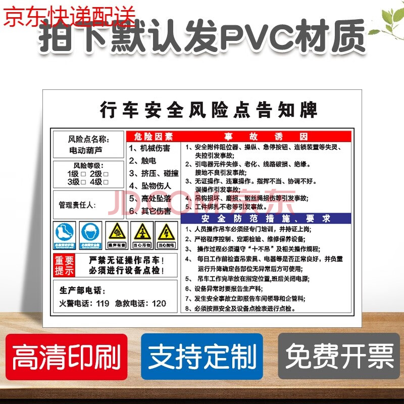 岗位安全风险点告知牌告知卡警示牌配电房仓库车间风险点标识牌叉车