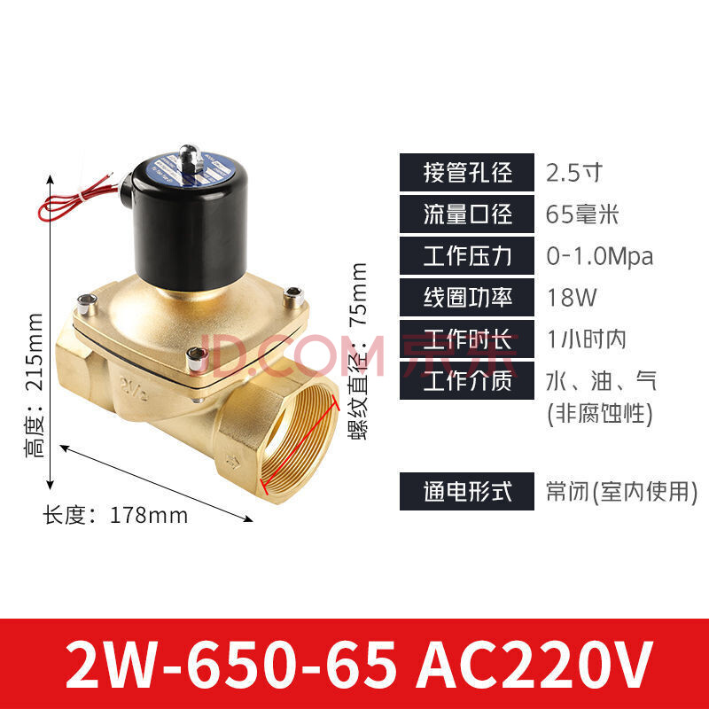 常闭电磁阀铜线圈电子控制进水自动排水开关阀220v24v4分6分管道 dn65