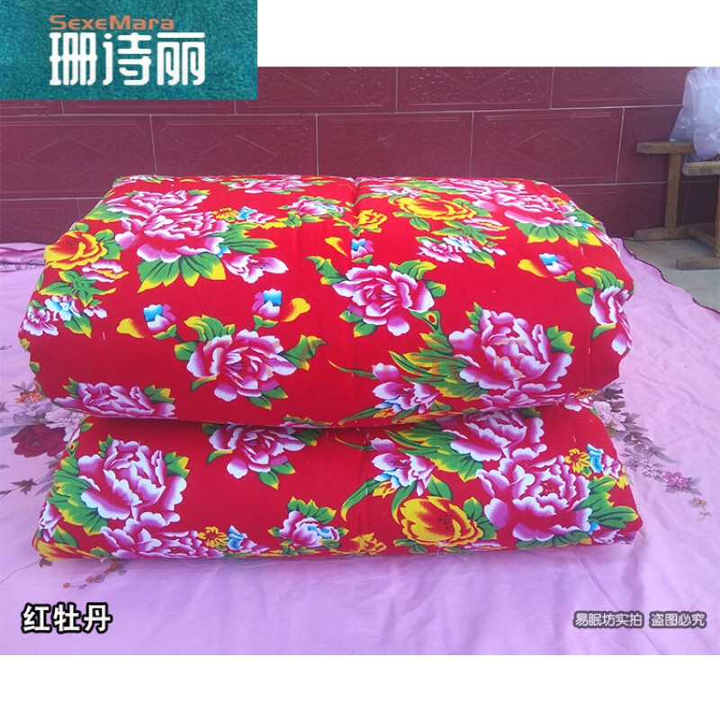 老式传统包边棉花被 被套 东北大花布凤凰被面被子棉被褥面结婚用手工