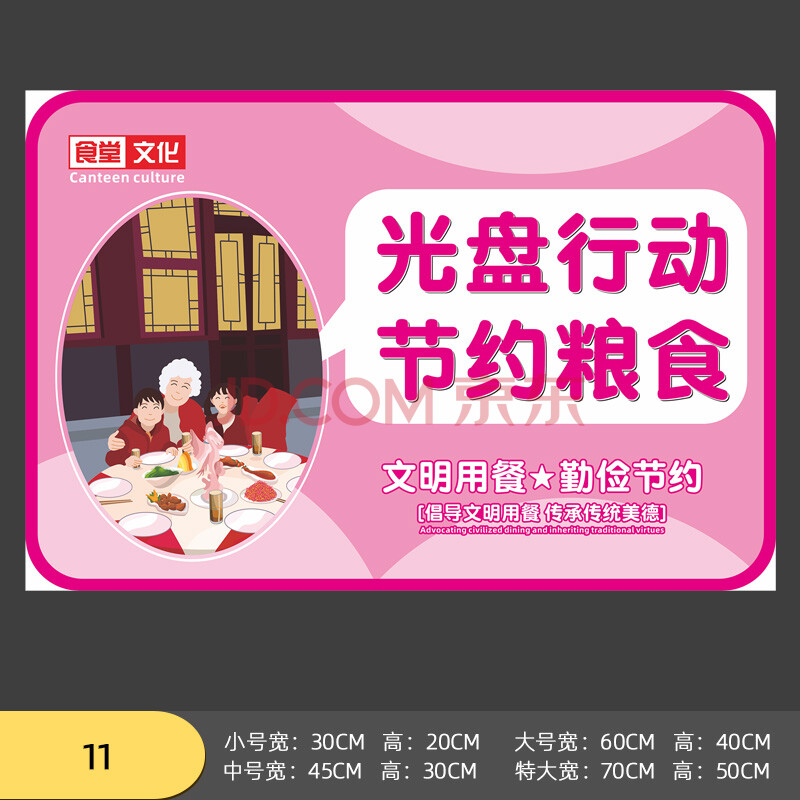 垃圾分类标识贴纸餐馆饭店卡通文明食堂自觉排队光盘行动节约粮食餐厅