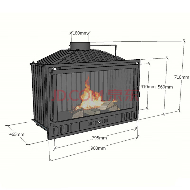 领道壁炉真火燃木家用取暖器现代欧式铸铁嵌入烧木柴炉芯自建民宿别墅