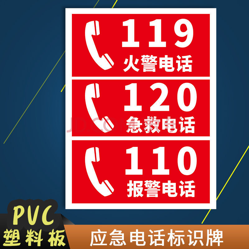 左右季 应急电话110报警119消防120急救消防标识标贴安全警示牌标志牌